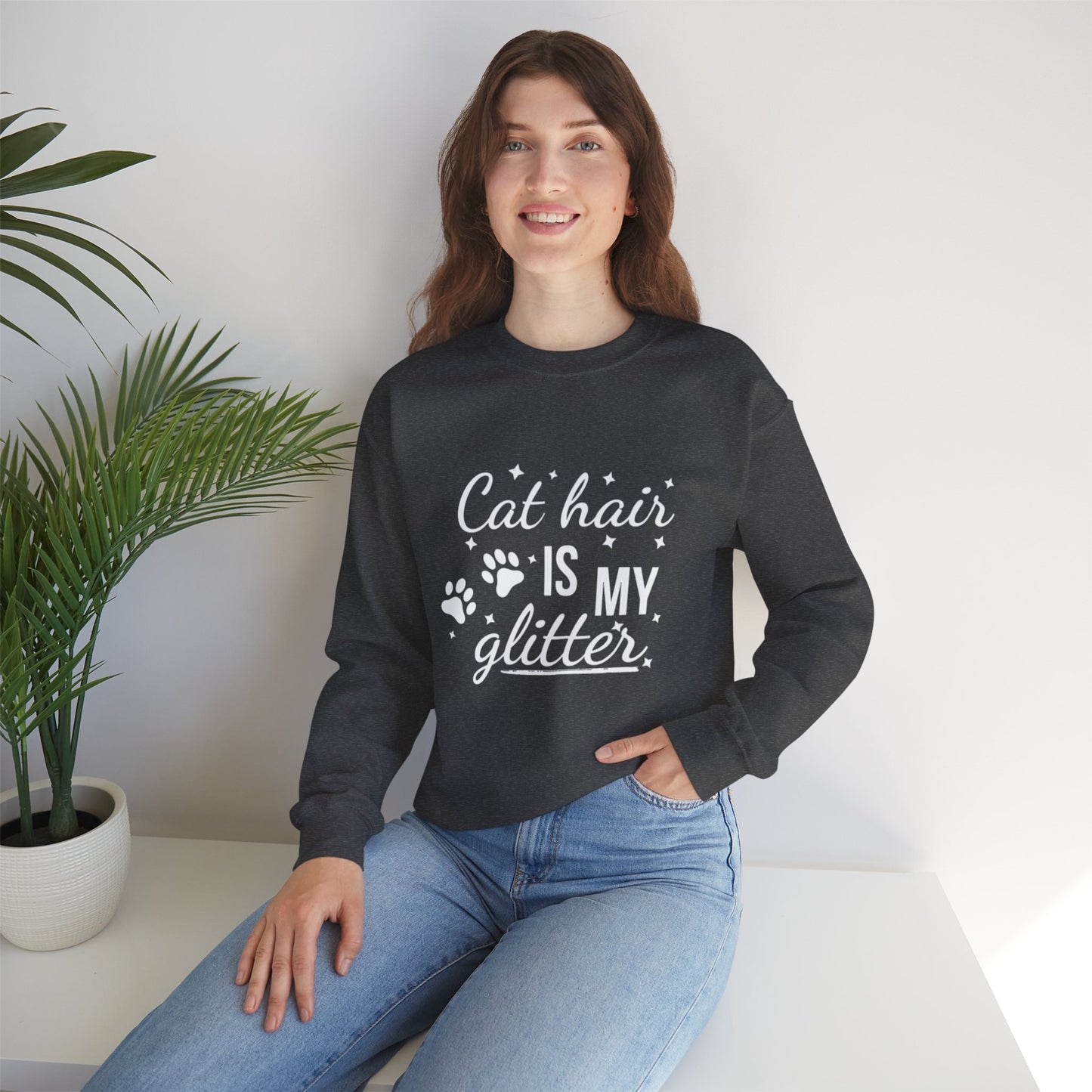 'Cat Hair is My Glitter' Sweatshirt - Durable Cat Lover Gift