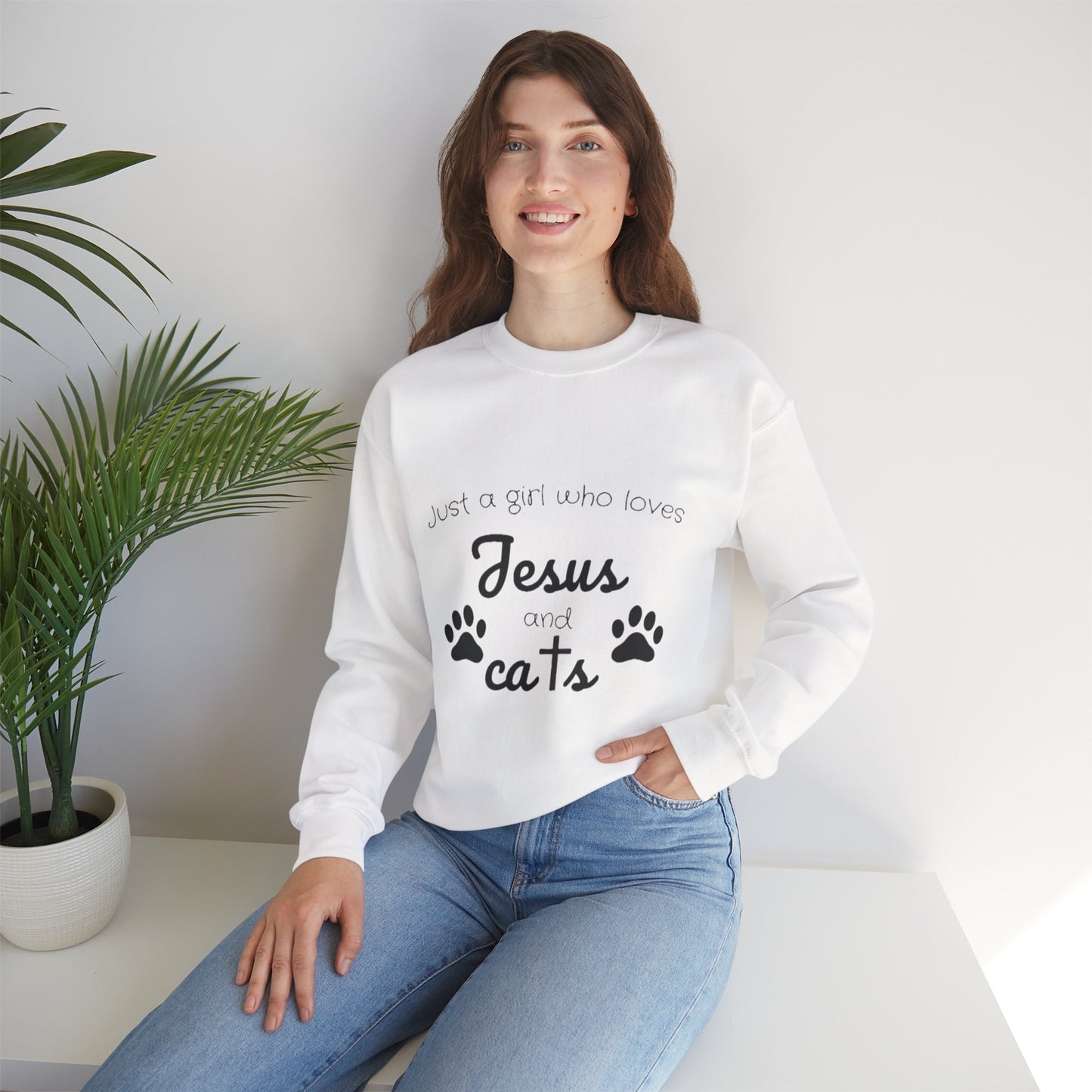 'Jesus & Cats' Sweatshirt | Christian Faith & Feline Lover Cozy Crewneck