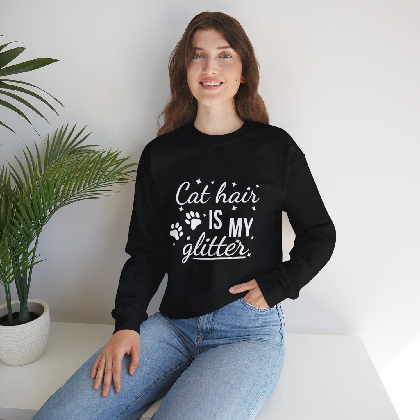 'Cat Hair is My Glitter' Sweatshirt - Durable Cat Lover Gift