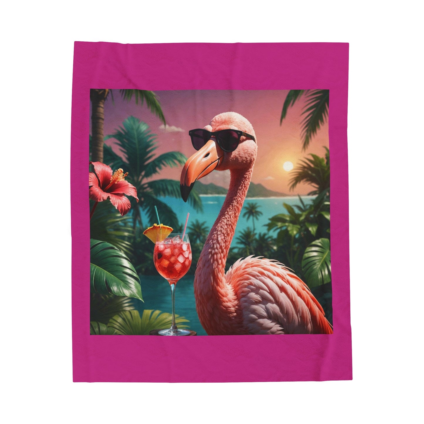 Flamingo Paradise Velveteen Plush Blanket