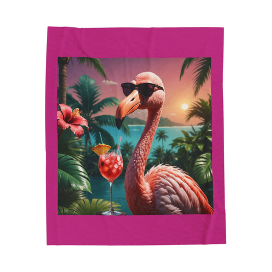 Flamingo Paradise Velveteen Plush Blanket