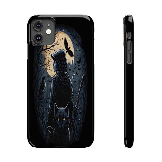 Midnight Mystery: Black Cat and Crow Phone Case