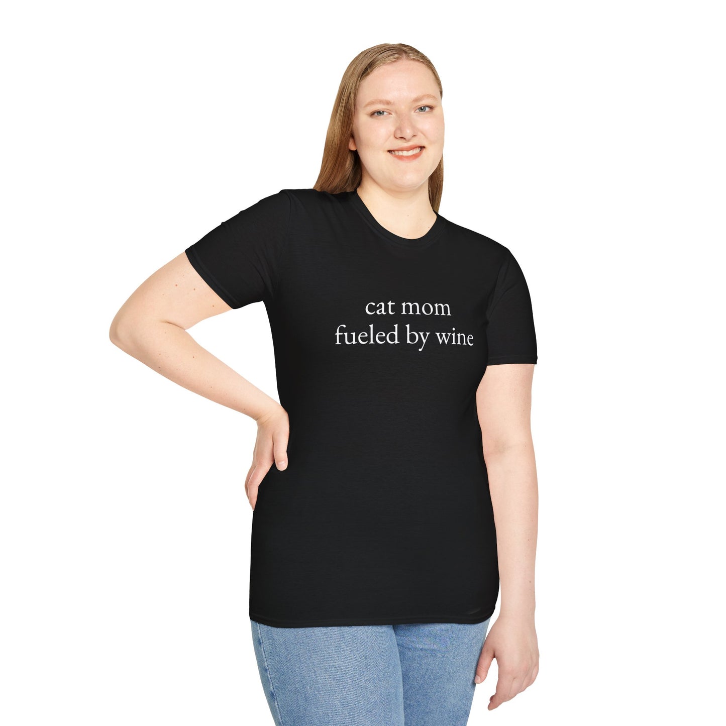Cat Mom Fueled by Wine T-Shirt 🍷🐾 – Purrfect Gift for Wine-Loving Cat Ladies