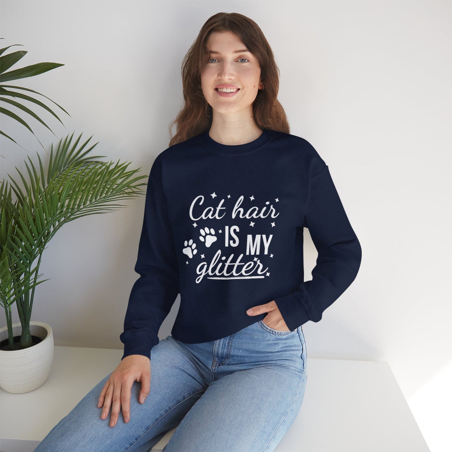 'Cat Hair is My Glitter' Sweatshirt - Durable Cat Lover Gift