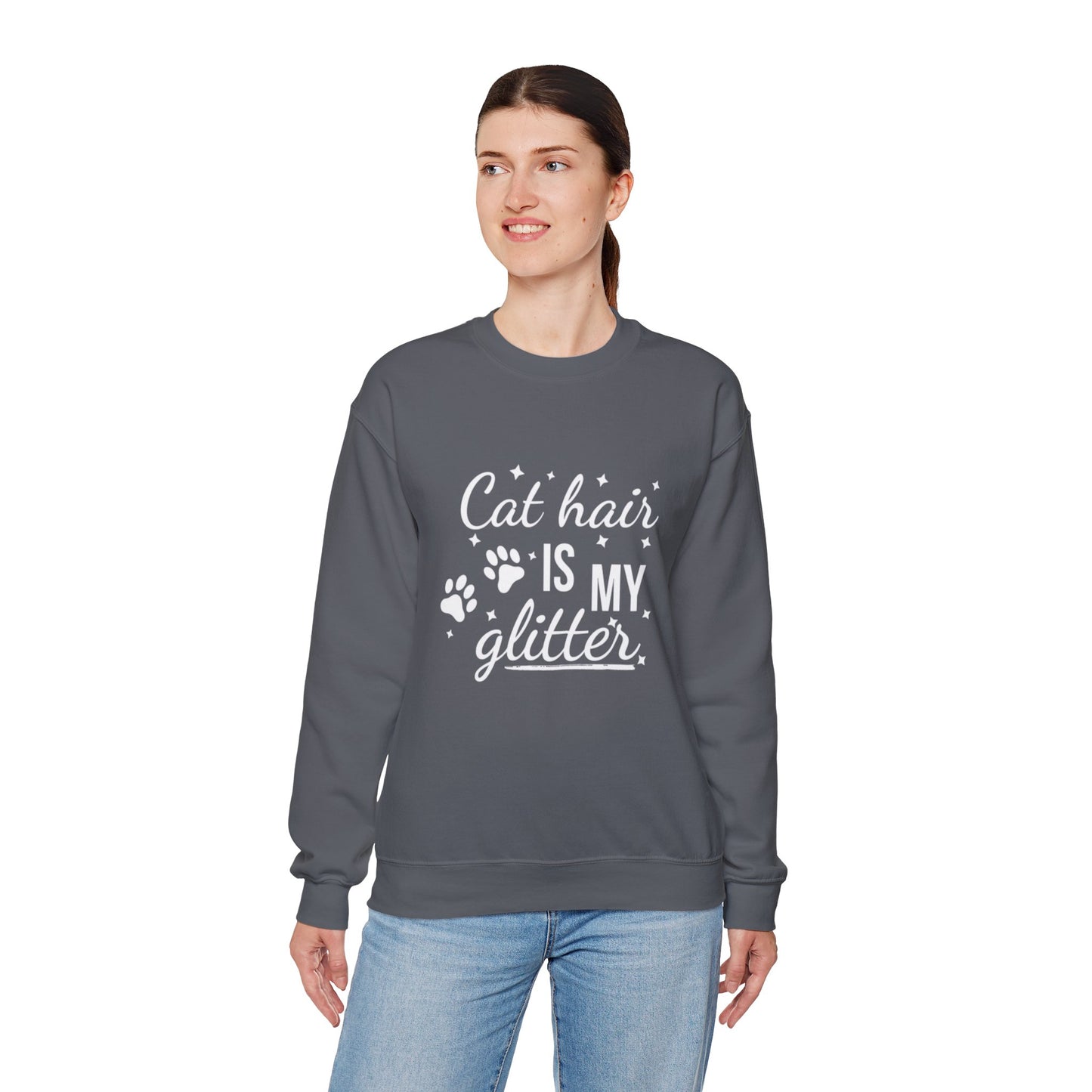 'Cat Hair is My Glitter' Sweatshirt - Durable Cat Lover Gift