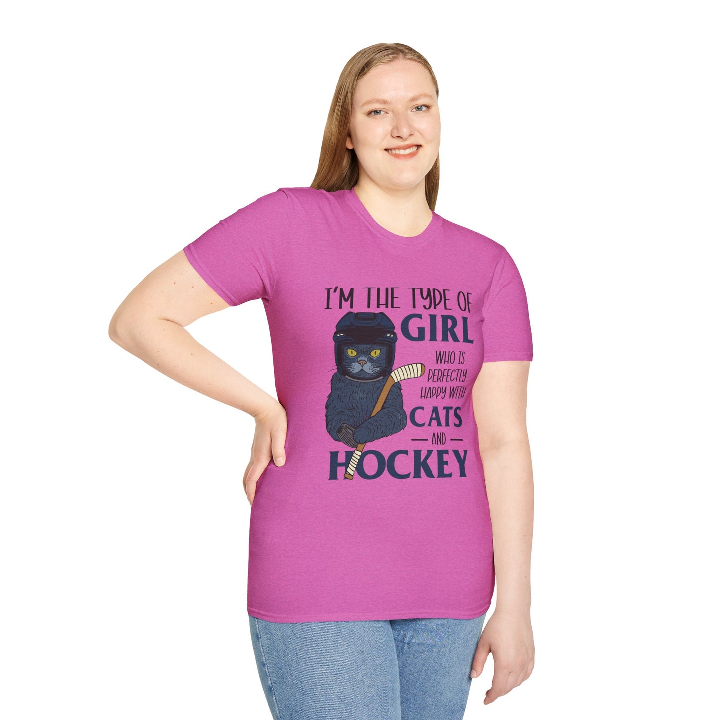 Perfectly Happy with Cats & Hockey Tee | Awesome Cat Mom Gift