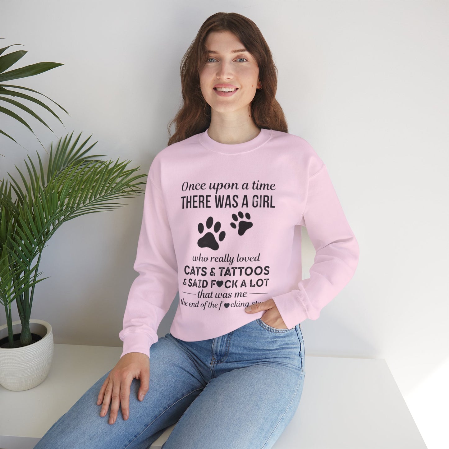 Cats, Tattoos & Cuss Words – Funny Cat Lover Sweatshirt