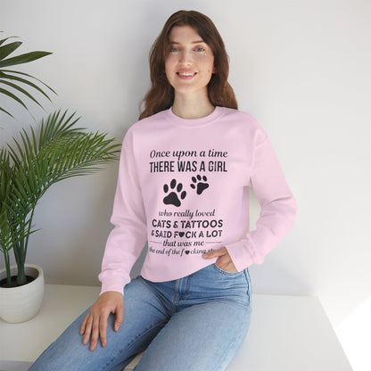 Cats, Tattoos & Cuss Words – Funny Cat Lover Sweatshirt