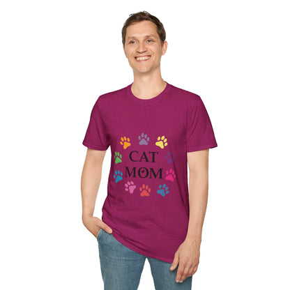 Paws-itively Purr-fect! 🐾 "Cat Mom" Vibes Unisex Tee | Ultra-Soft Cotton & Colorful Paws