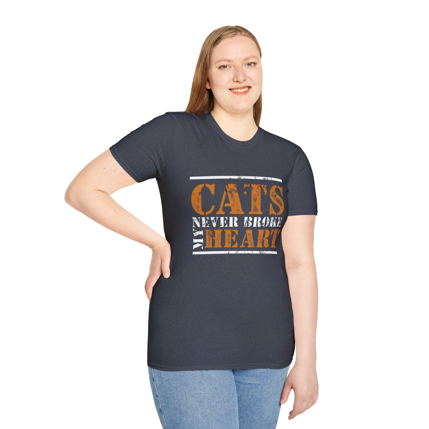 "Cats Never Broke My Heart" Premium Soft Tee | Ultimate Cat Lover Gift | Funny Feline Fashion