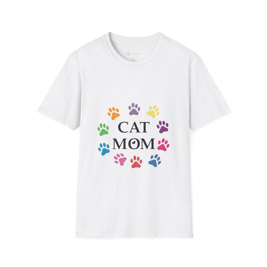 Paws-itively Purr-fect! 🐾 "Cat Mom" Vibes Unisex Tee | Ultra-Soft Cotton & Colorful Paws