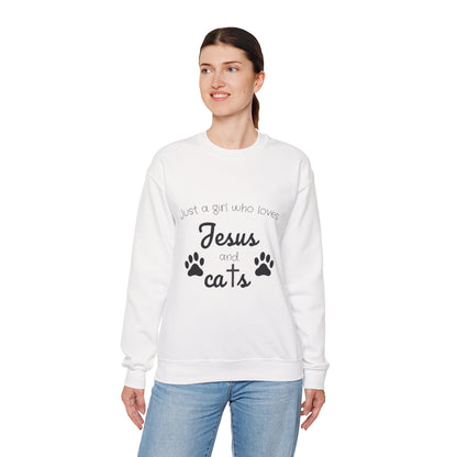'Jesus & Cats' Sweatshirt | Christian Faith & Feline Lover Cozy Crewneck