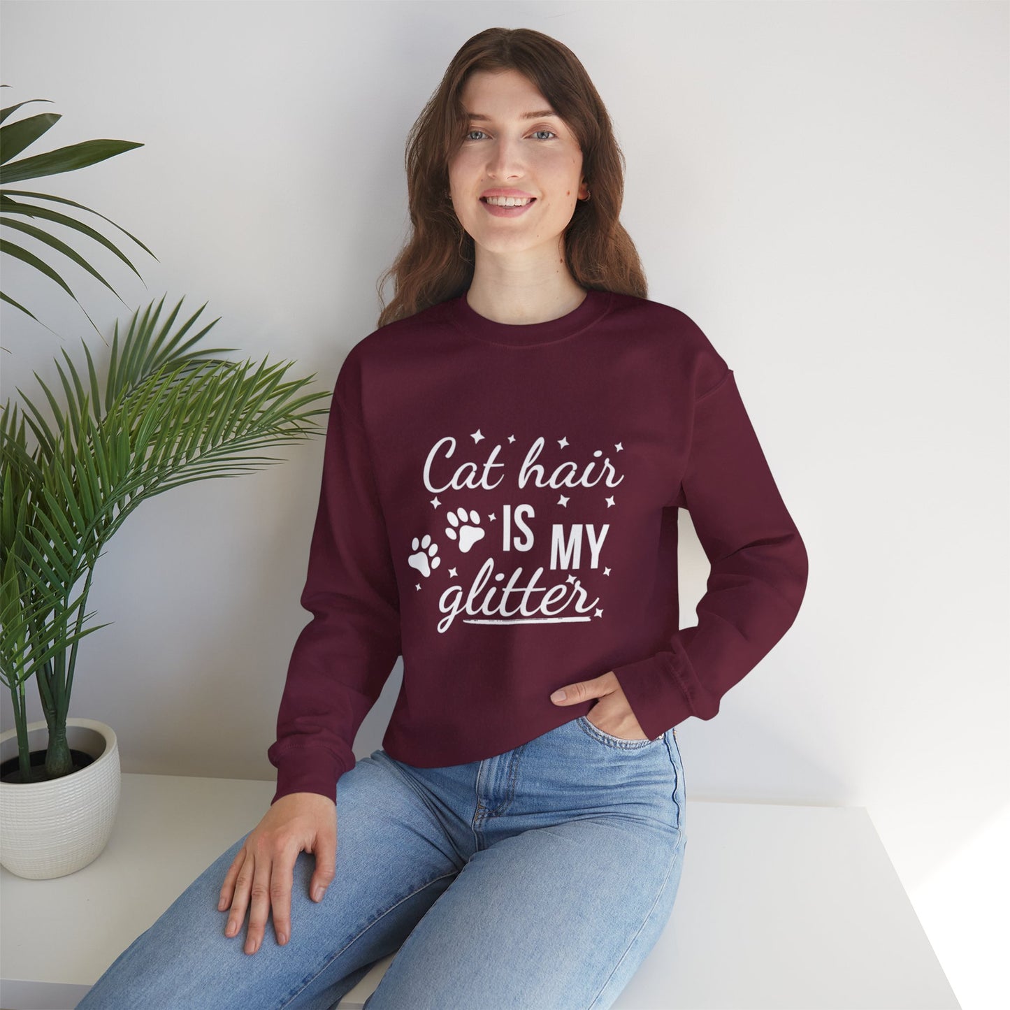 'Cat Hair is My Glitter' Sweatshirt - Durable Cat Lover Gift