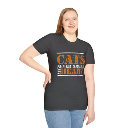 "Cats Never Broke My Heart" Premium Soft Tee | Ultimate Cat Lover Gift | Funny Feline Fashion