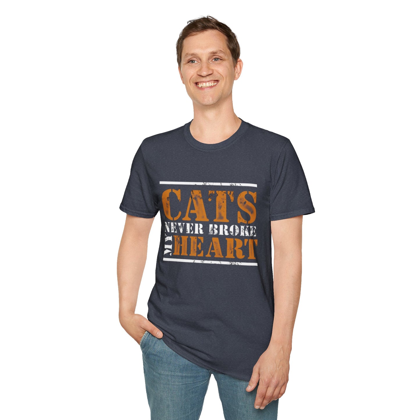 "Cats Never Broke My Heart" Premium Soft Tee | Ultimate Cat Lover Gift | Funny Feline Fashion