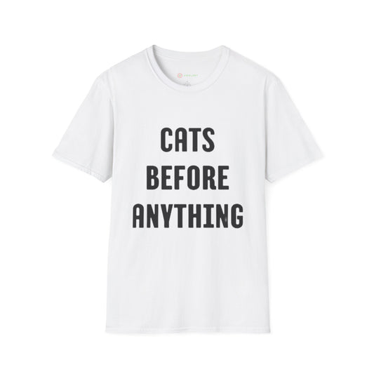 "Cats Before Anything" Premium Soft Tee | Funny Cat Shirt for Women & Men | Ultimate Cat Lover's Purr-fect Gift