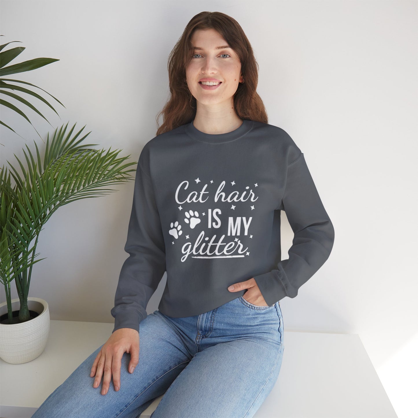 'Cat Hair is My Glitter' Sweatshirt - Durable Cat Lover Gift