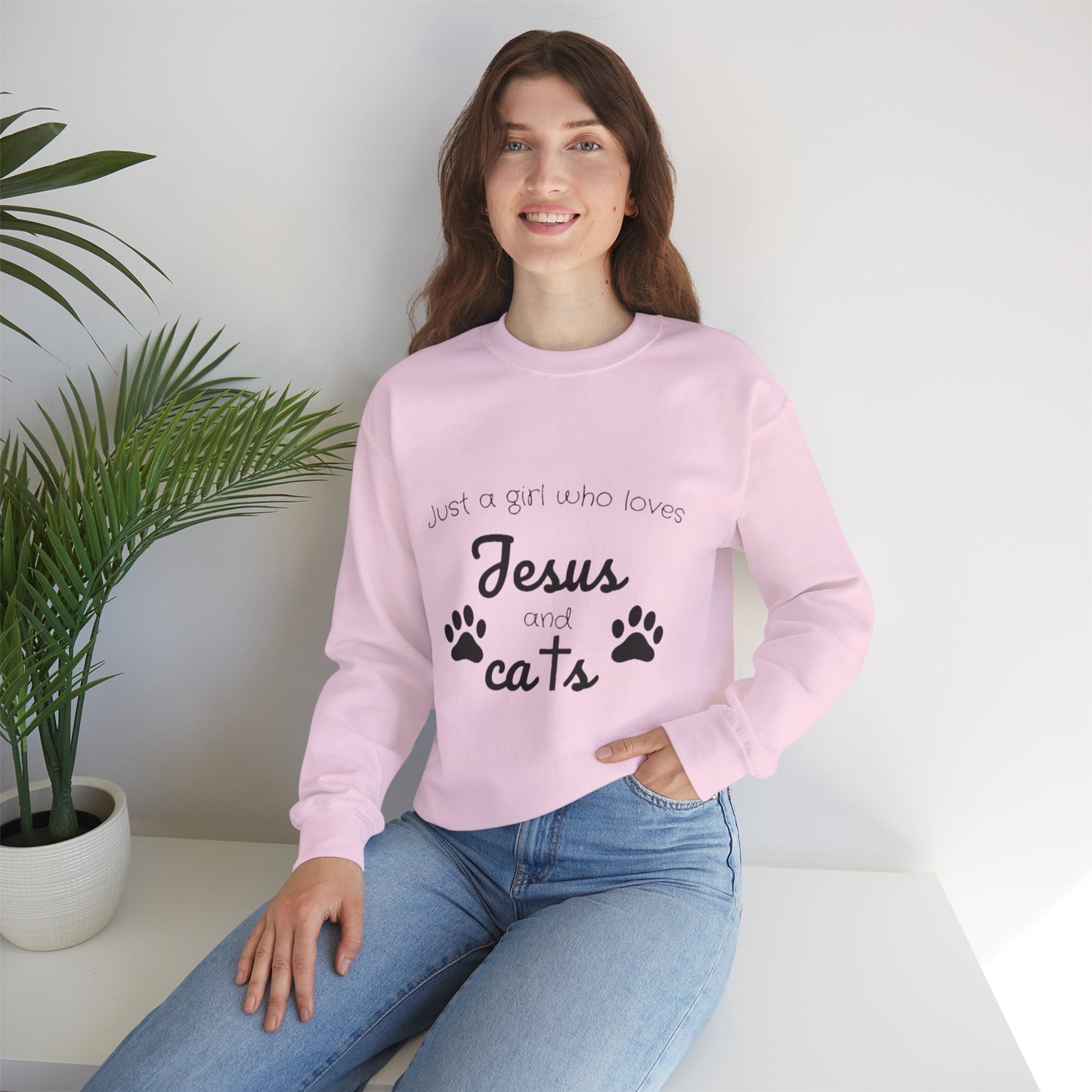 'Jesus & Cats' Sweatshirt | Christian Faith & Feline Lover Cozy Crewneck