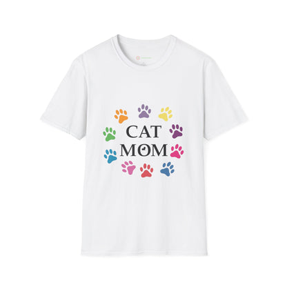 Paws-itively Purr-fect! 🐾 "Cat Mom" Vibes Unisex Tee | Ultra-Soft Cotton & Colorful Paws