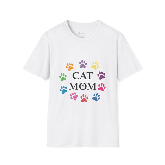 Paws-itively Purr-fect! 🐾 "Cat Mom" Vibes Unisex Tee | Ultra-Soft Cotton & Colorful Paws