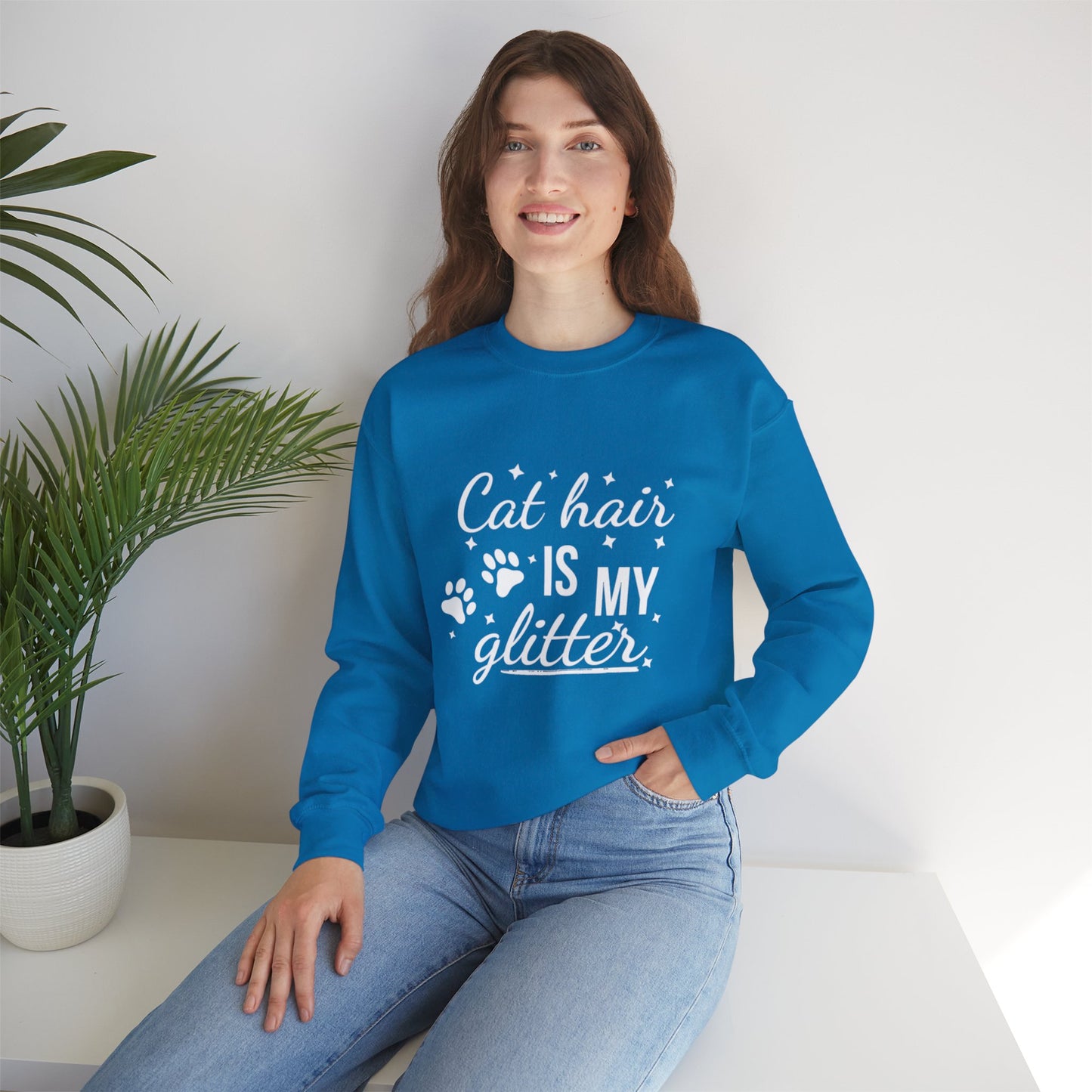 'Cat Hair is My Glitter' Sweatshirt - Durable Cat Lover Gift