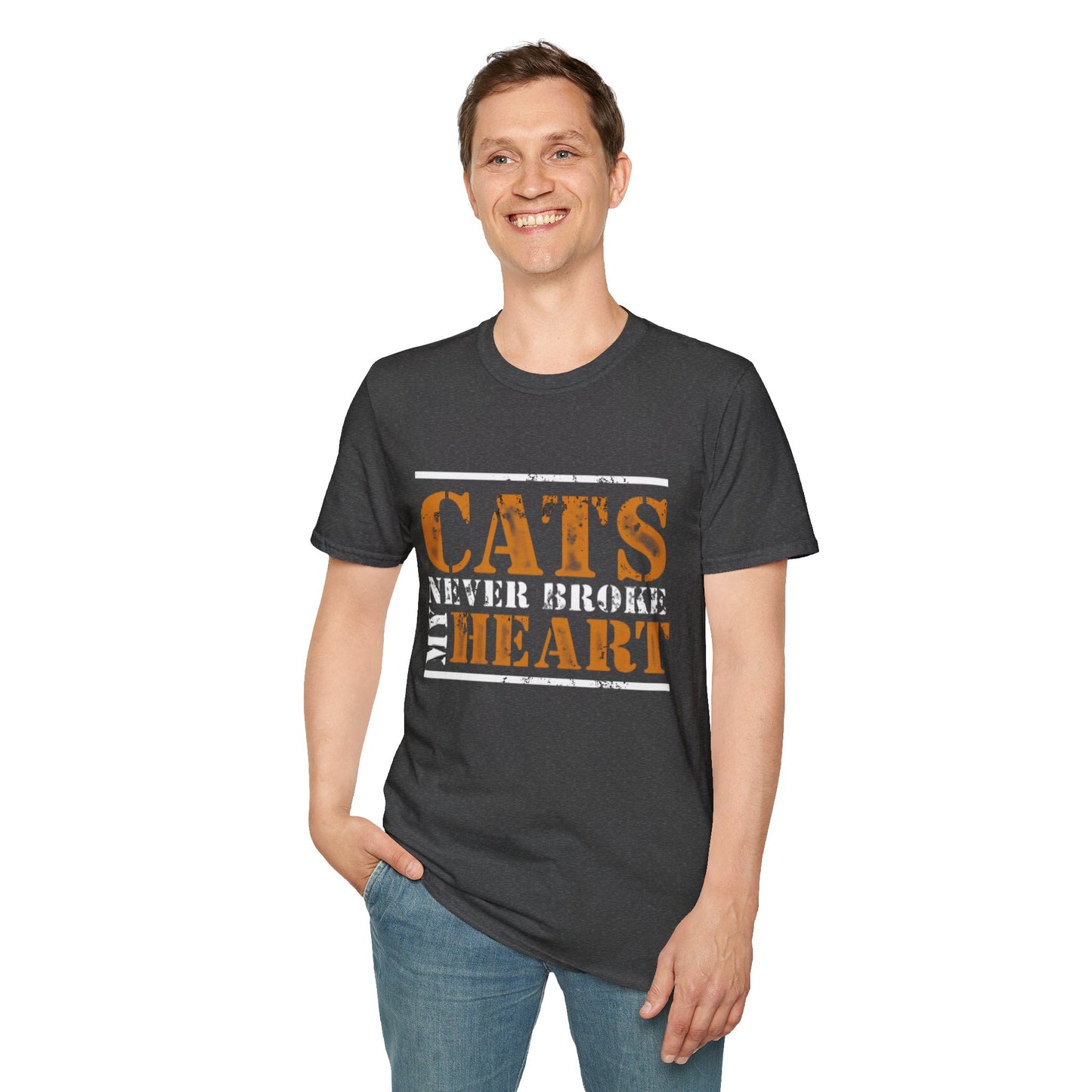 "Cats Never Broke My Heart" Premium Soft Tee | Ultimate Cat Lover Gift | Funny Feline Fashion