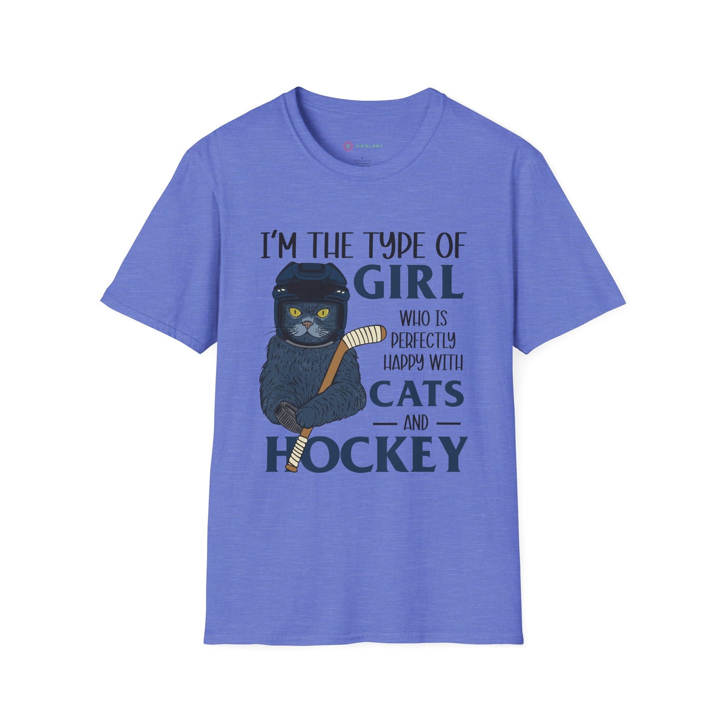 Perfectly Happy with Cats & Hockey Tee | Awesome Cat Mom Gift