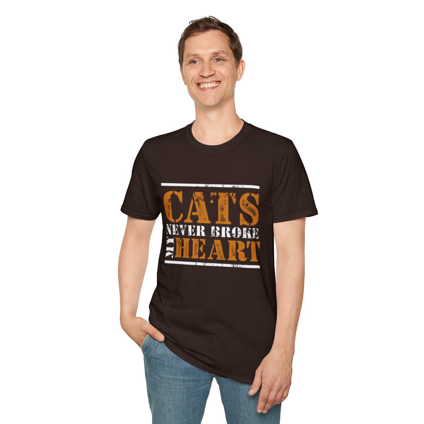 "Cats Never Broke My Heart" Premium Soft Tee | Ultimate Cat Lover Gift | Funny Feline Fashion