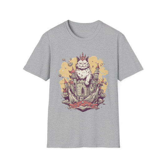 Unisex Cat King T-Shirt: Soft Cotton, Fantasy Castle Graphic