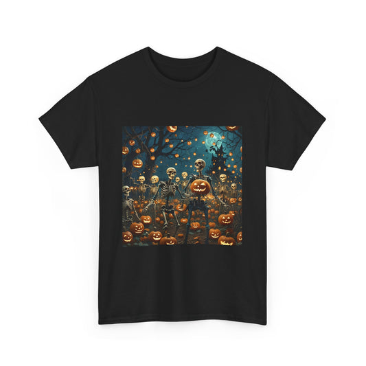 🎃 Spooky Skeleton Party T-Shirt: Halloween Pumpkin Glow Tee 💀