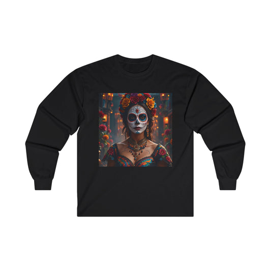 🌺💀 Catrina's Whisper: Mystical Long-Sleeve Tee 💀🌺