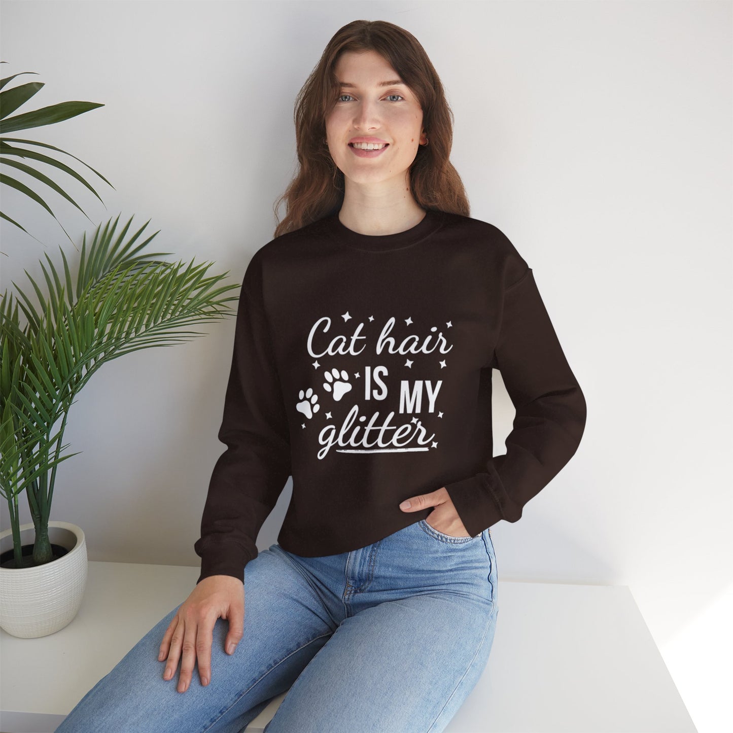 'Cat Hair is My Glitter' Sweatshirt - Durable Cat Lover Gift