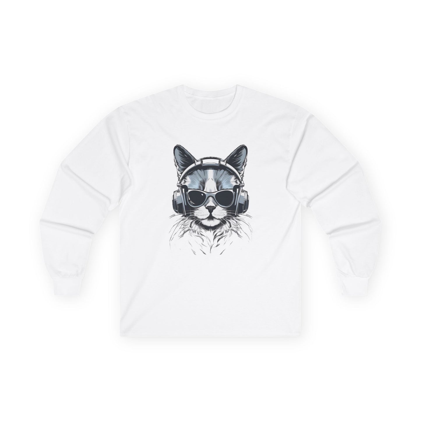 DJ Cat Long Sleeve Tee - Drop the Beat! 🎧😎
