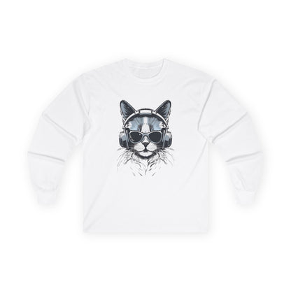 DJ Cat Long Sleeve Tee - Drop the Beat! 🎧😎