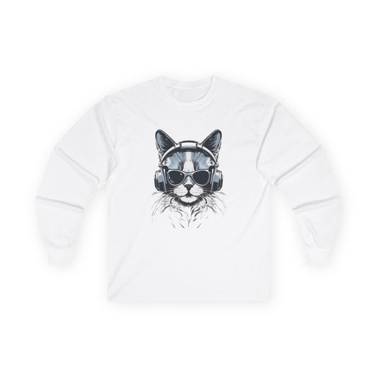 DJ Cat Long Sleeve Tee - Drop the Beat! 🎧😎