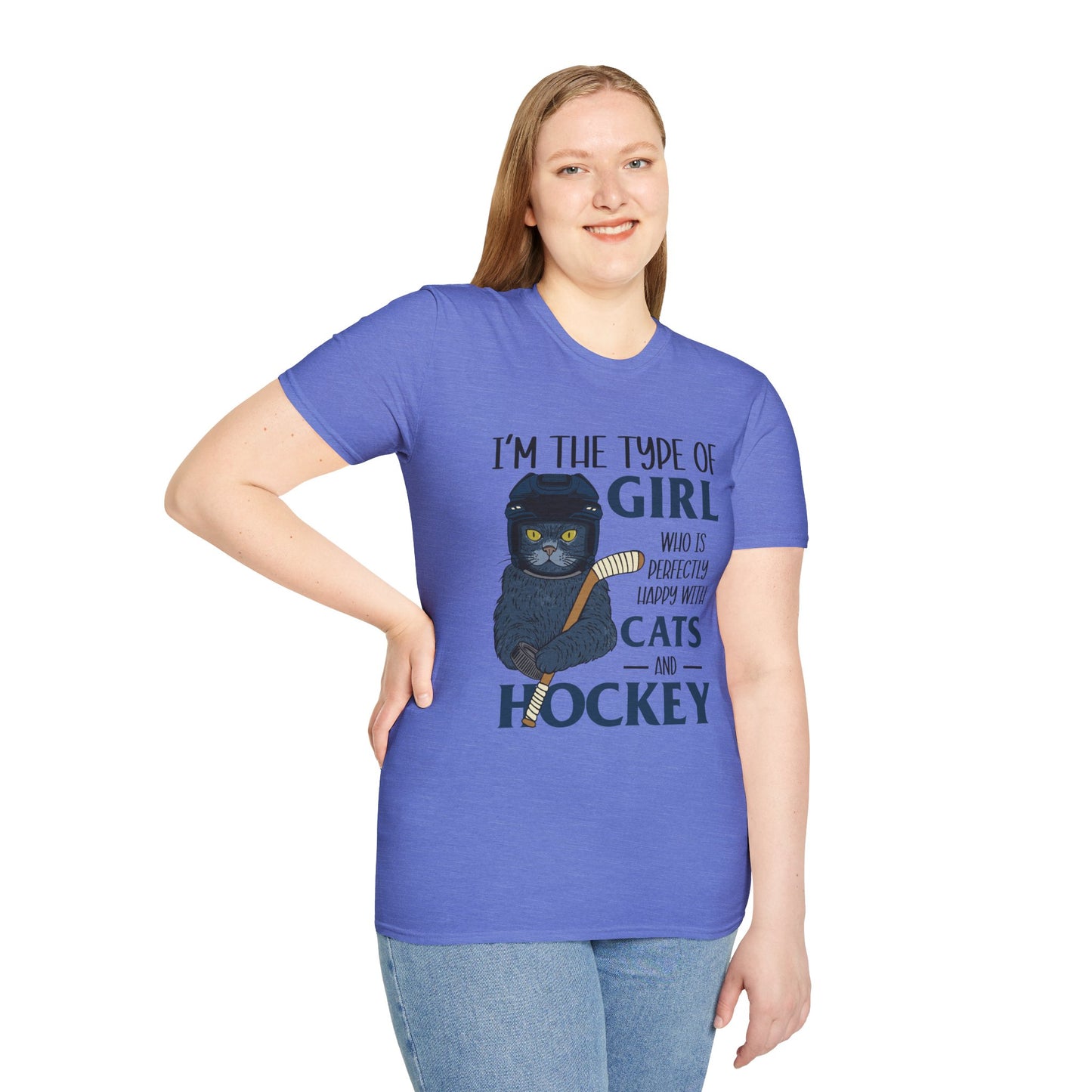 Perfectly Happy with Cats & Hockey Tee | Awesome Cat Mom Gift