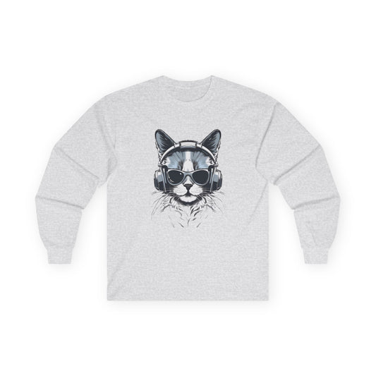 DJ Cat Long Sleeve Tee - Drop the Beat! 🎧😎