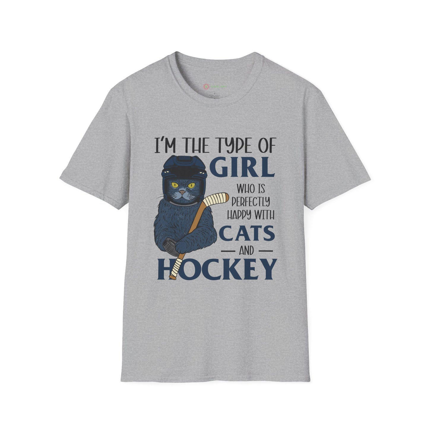 Perfectly Happy with Cats & Hockey Tee | Awesome Cat Mom Gift