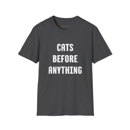 "Cats Before Anything" Premium Soft Tee | Funny Cat Shirt for Women & Men | Ultimate Cat Lover's Purr-fect Gift