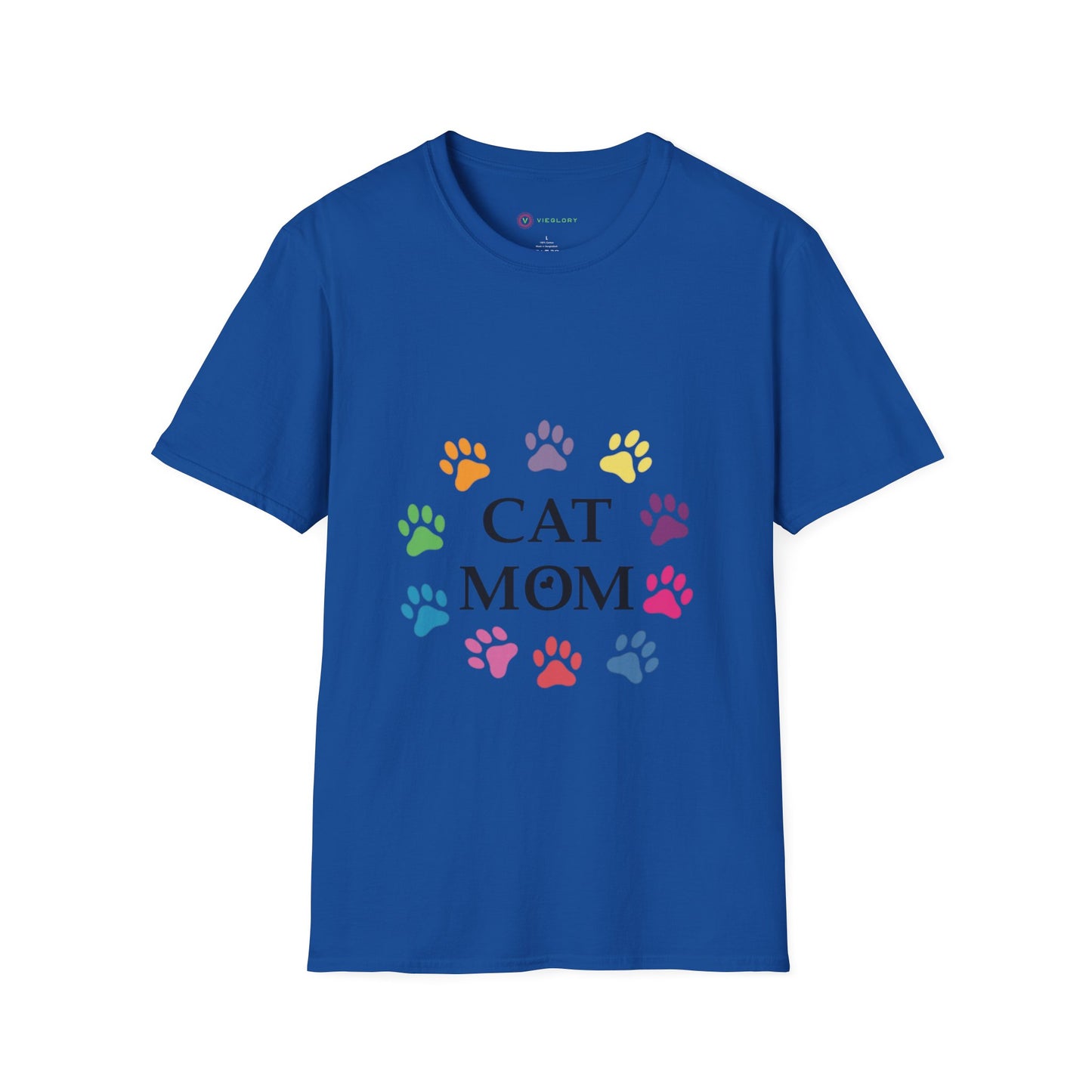 Paws-itively Purr-fect! 🐾 "Cat Mom" Vibes Unisex Tee | Ultra-Soft Cotton & Colorful Paws