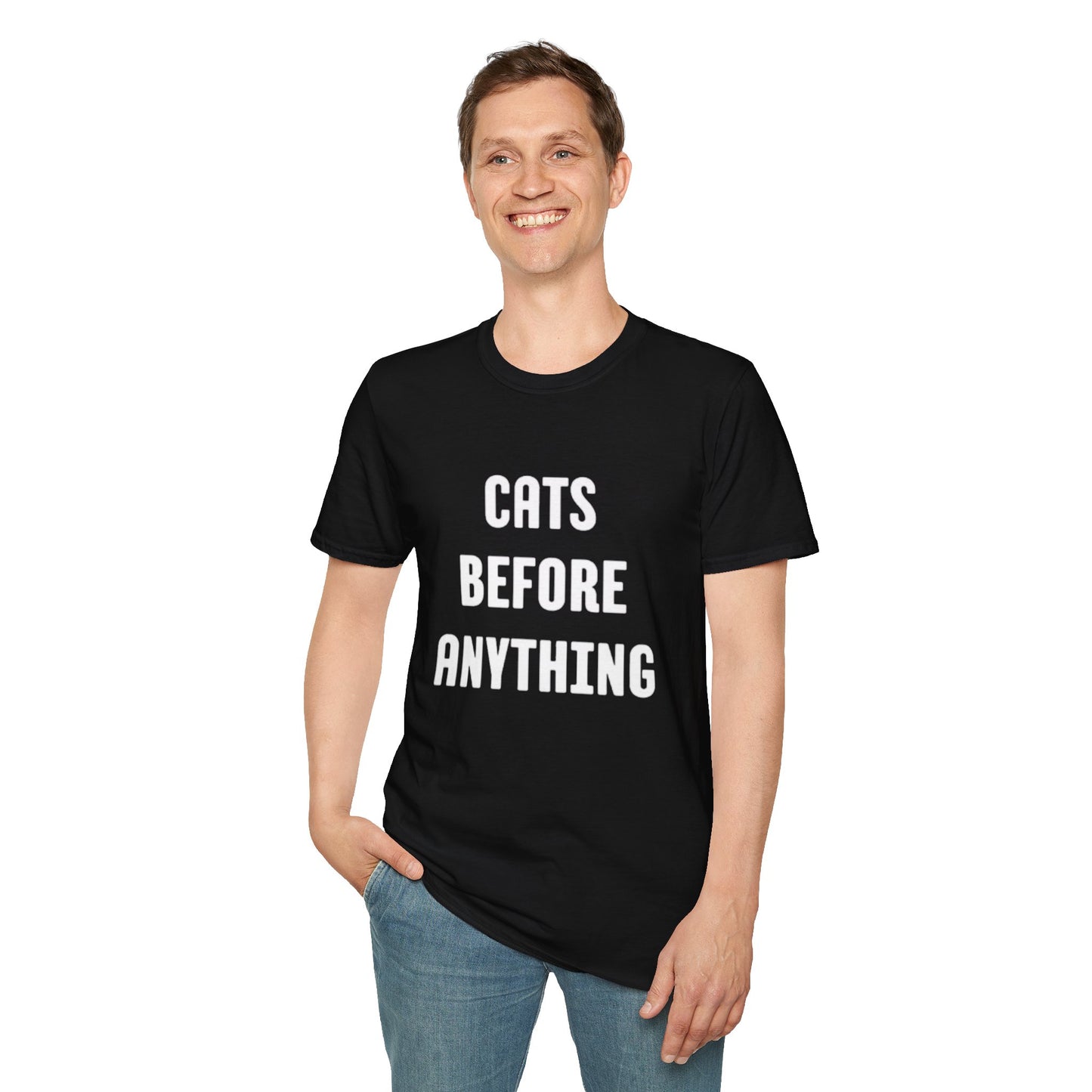 "Cats Before Anything" Premium Soft Tee | Funny Cat Shirt for Women & Men | Ultimate Cat Lover's Purr-fect Gift