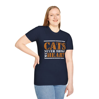 "Cats Never Broke My Heart" Premium Soft Tee | Ultimate Cat Lover Gift | Funny Feline Fashion