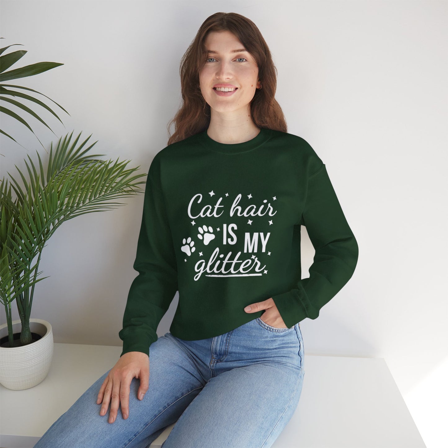 'Cat Hair is My Glitter' Sweatshirt - Durable Cat Lover Gift
