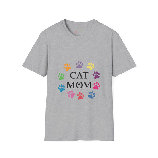 Paws-itively Purr-fect! 🐾 "Cat Mom" Vibes Unisex Tee | Ultra-Soft Cotton & Colorful Paws