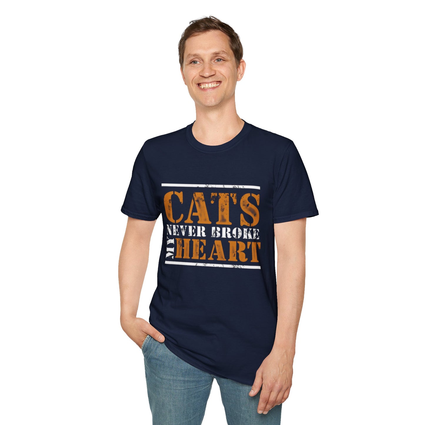 "Cats Never Broke My Heart" Premium Soft Tee | Ultimate Cat Lover Gift | Funny Feline Fashion