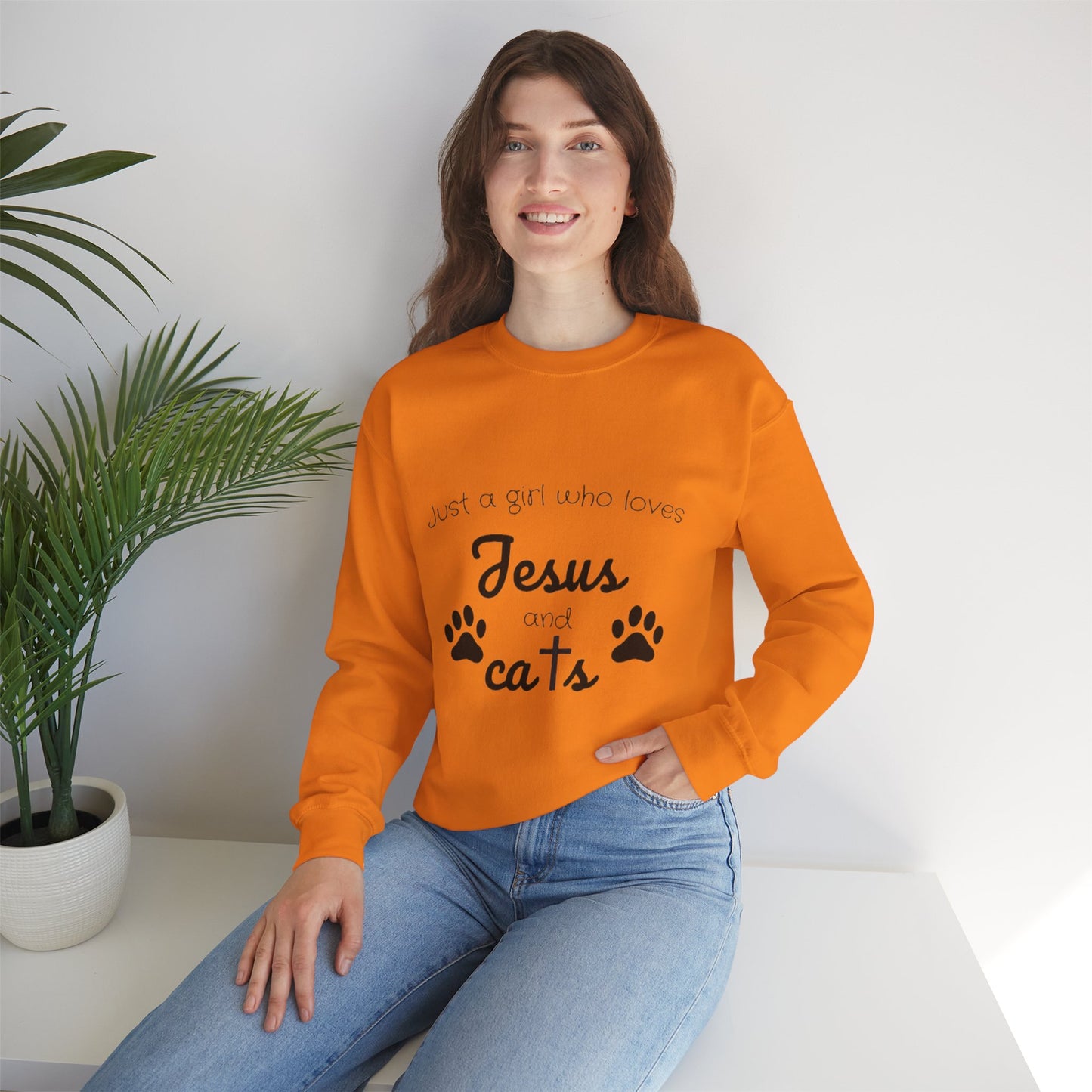 'Jesus & Cats' Sweatshirt | Christian Faith & Feline Lover Cozy Crewneck