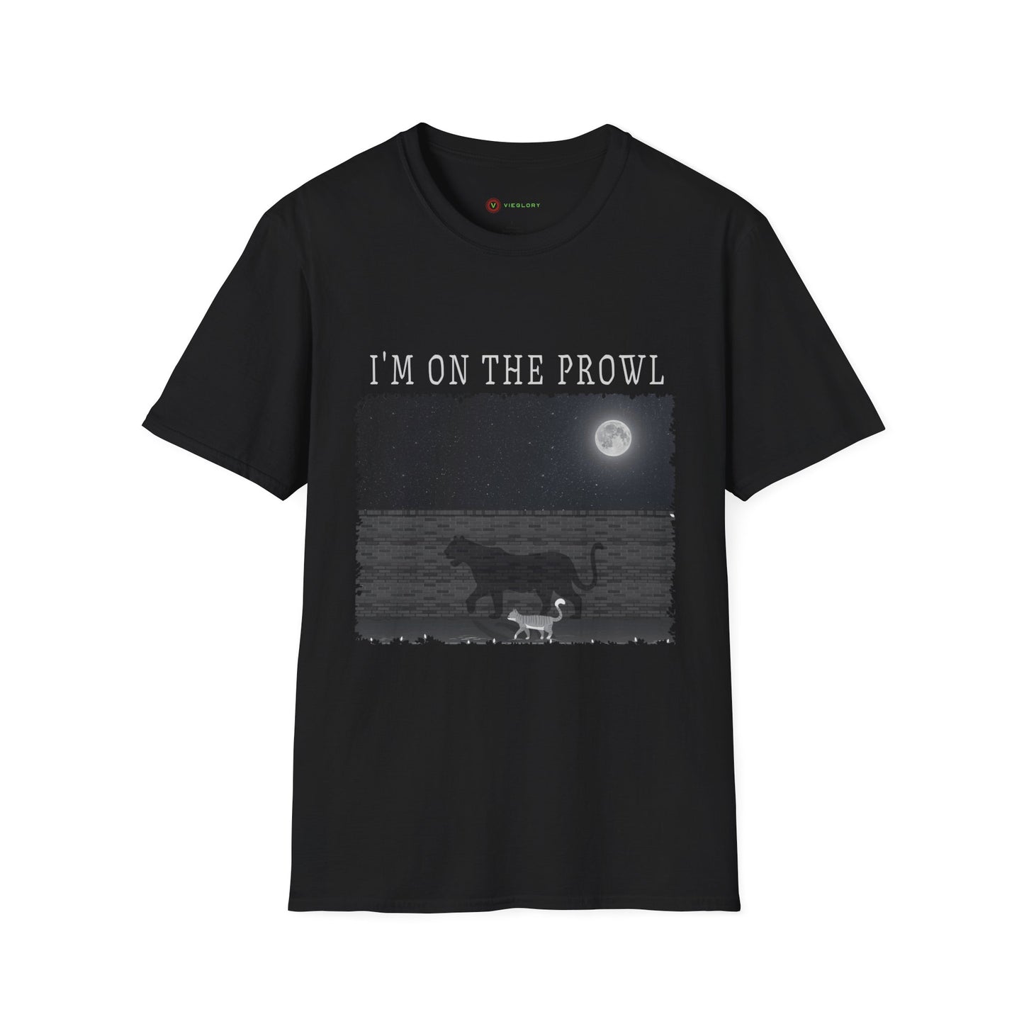 Shadow Prowler Tee: Moonlit Cat Adventure