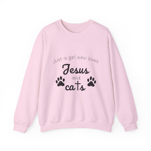 'Jesus & Cats' Sweatshirt | Christian Faith & Feline Lover Cozy Crewneck