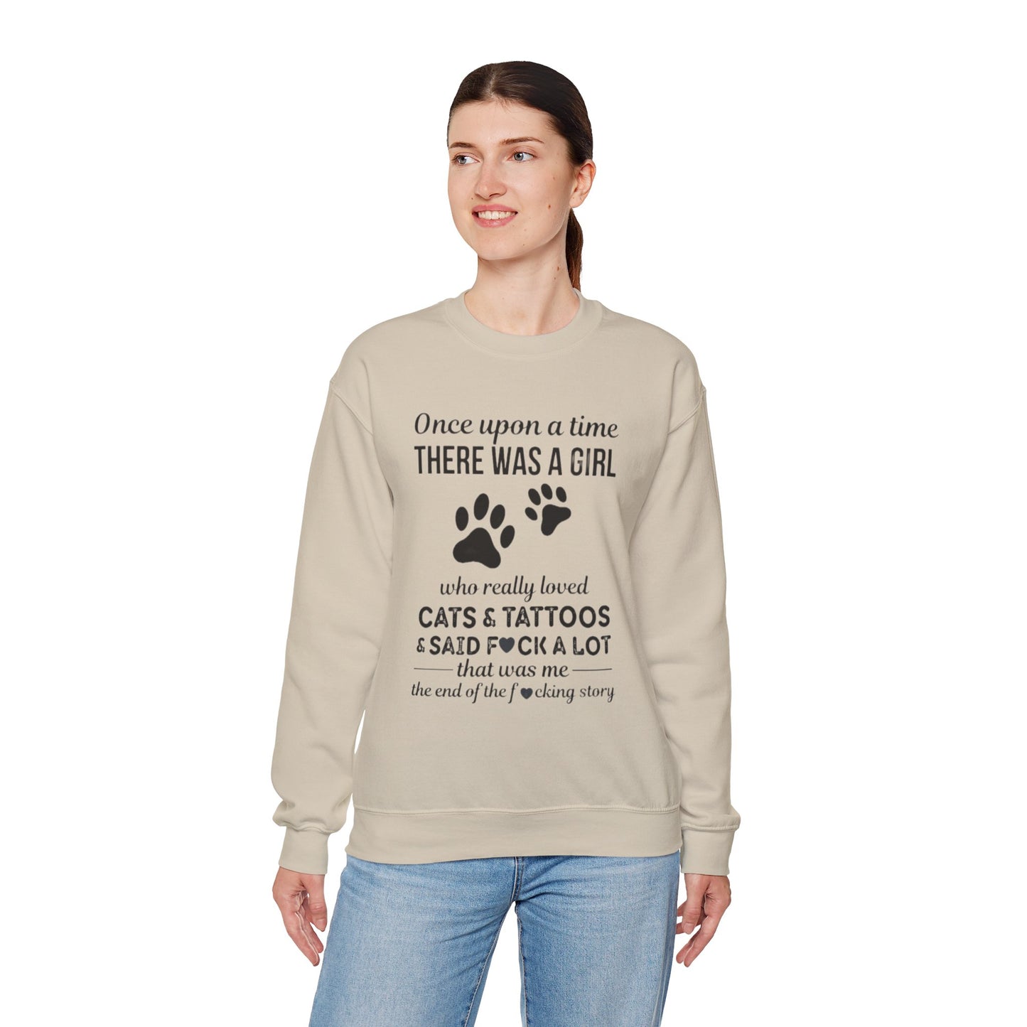 Cats, Tattoos & Cuss Words – Funny Cat Lover Sweatshirt
