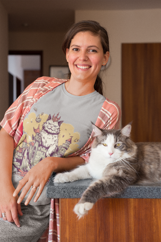 Unisex Cat King T-Shirt: Soft Cotton, Fantasy Castle Graphic